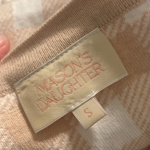 Mason’s Daughter Gingham Knit top knit in Blush cream size S classic plaid - Picture 4 of 9